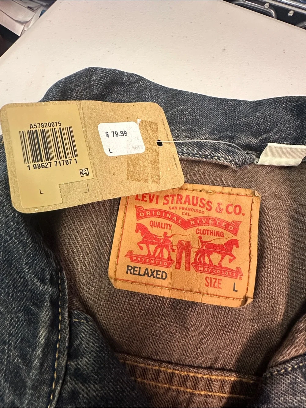 Levi's Men's Gray Relaxed Fit Jean Jacket Button Front Collared Pockets L